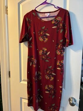 LuLaRoe Maroon Floral Midi Dress